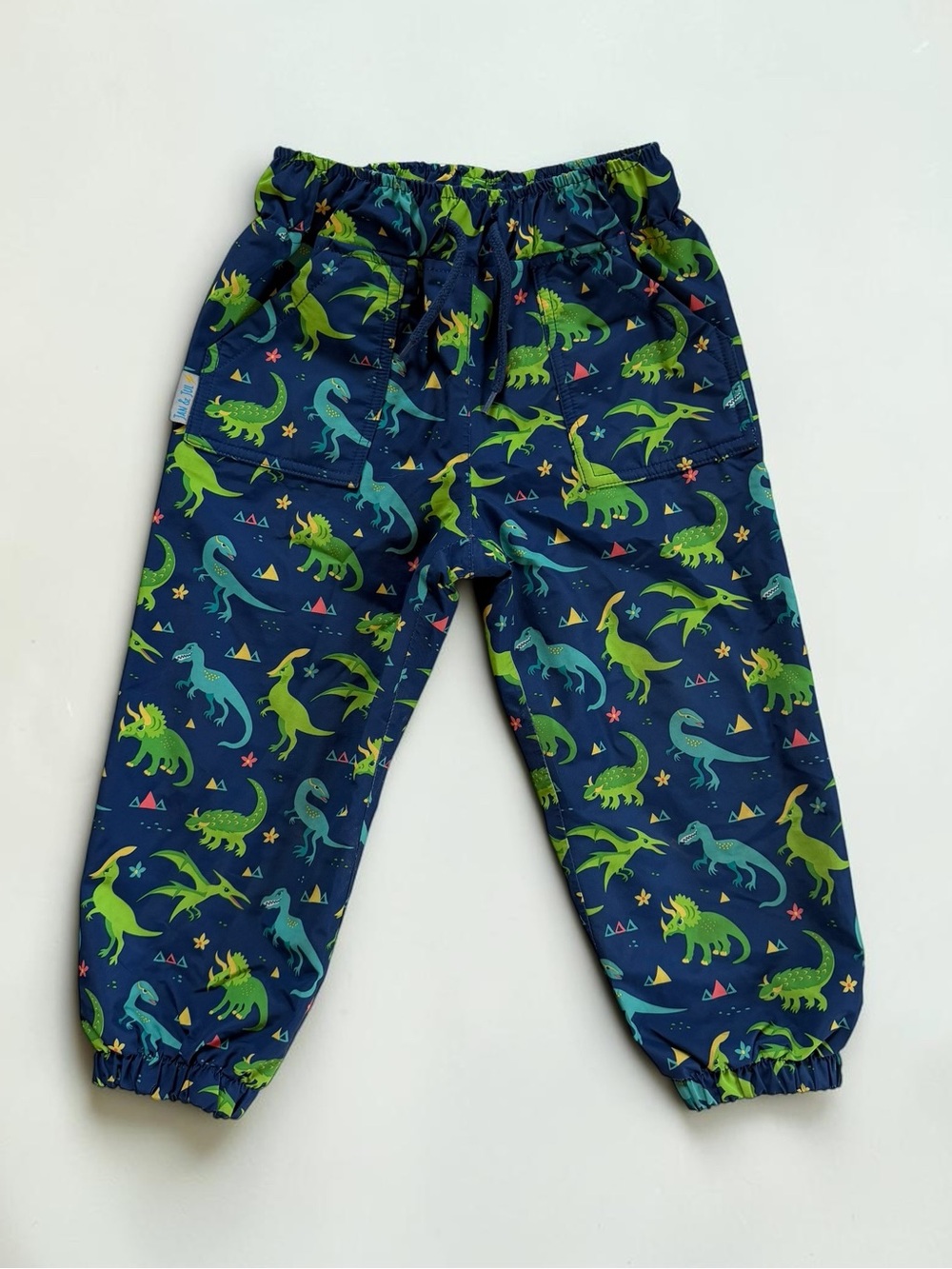 JAN & JUL EUC Dinosaur Print Fleece Lined Waterproof Rain Pants